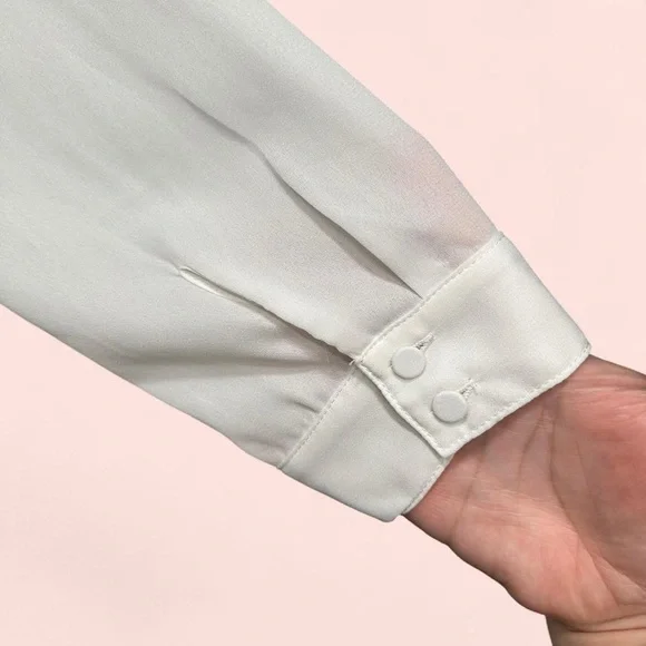 Forever 21 Sheer White Blouse with Black Floral Collar - Picture 5 of 8